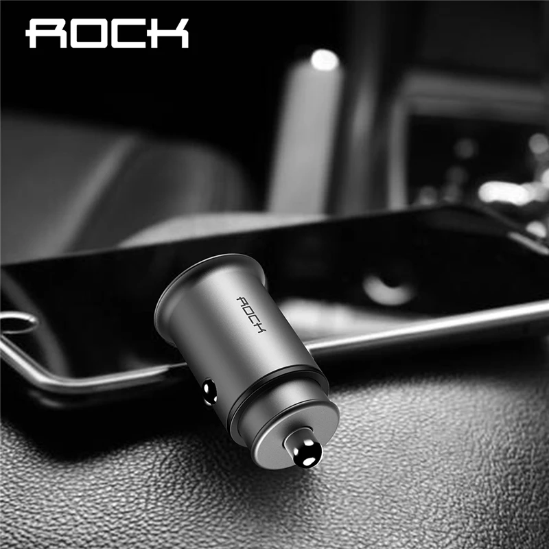 Автомобильное зарядное устройство ROCK 5V 4.8A с двумя usb портами для iPhone X 8 7 6 быстрое