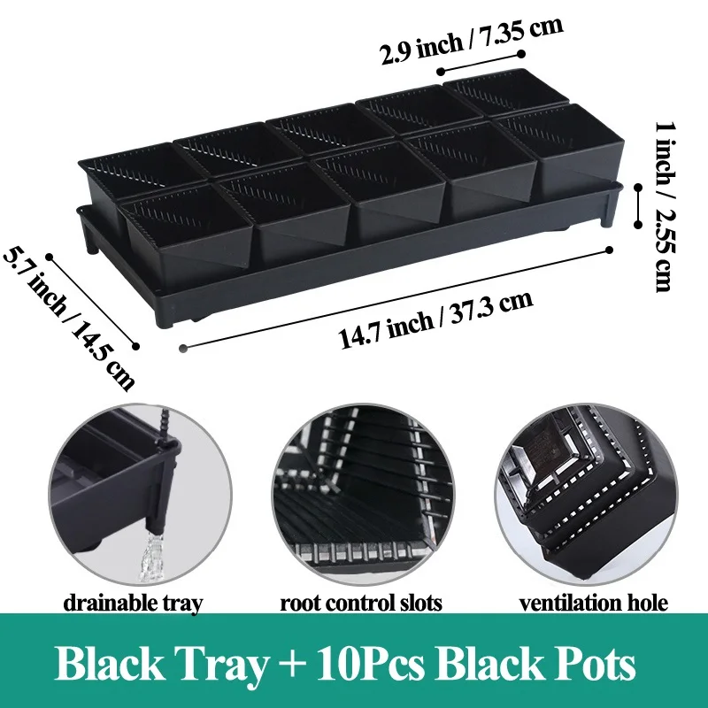 MESHPOT Квадратные пластиковые цветочные горшки 2 3 4 дюйма