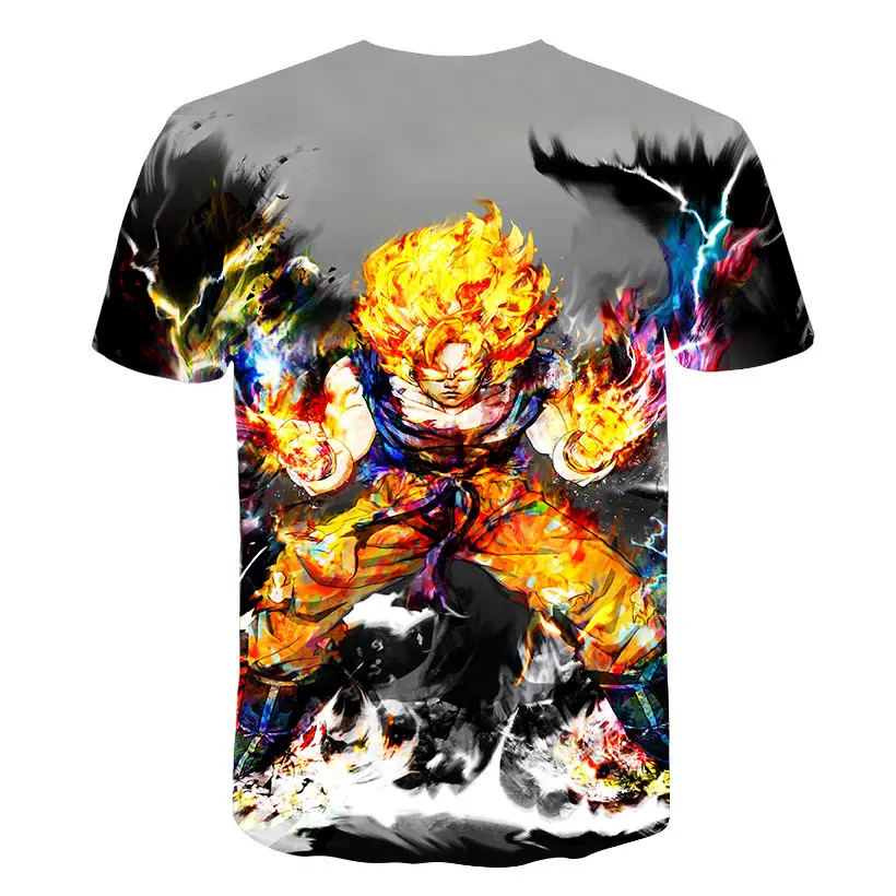 Dragon Ball Z футболки мужские с объемным принтом Thunder and lightning Супер Saiyan Son Goku черная