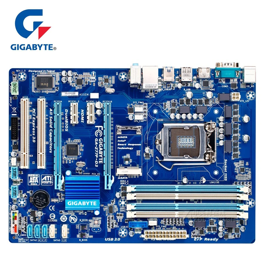 Материнская плата Gigabyte LGA 1155 DDR3 USB3.0 32G для Intel Z77 Z77P D3 настольная материнская SATA3