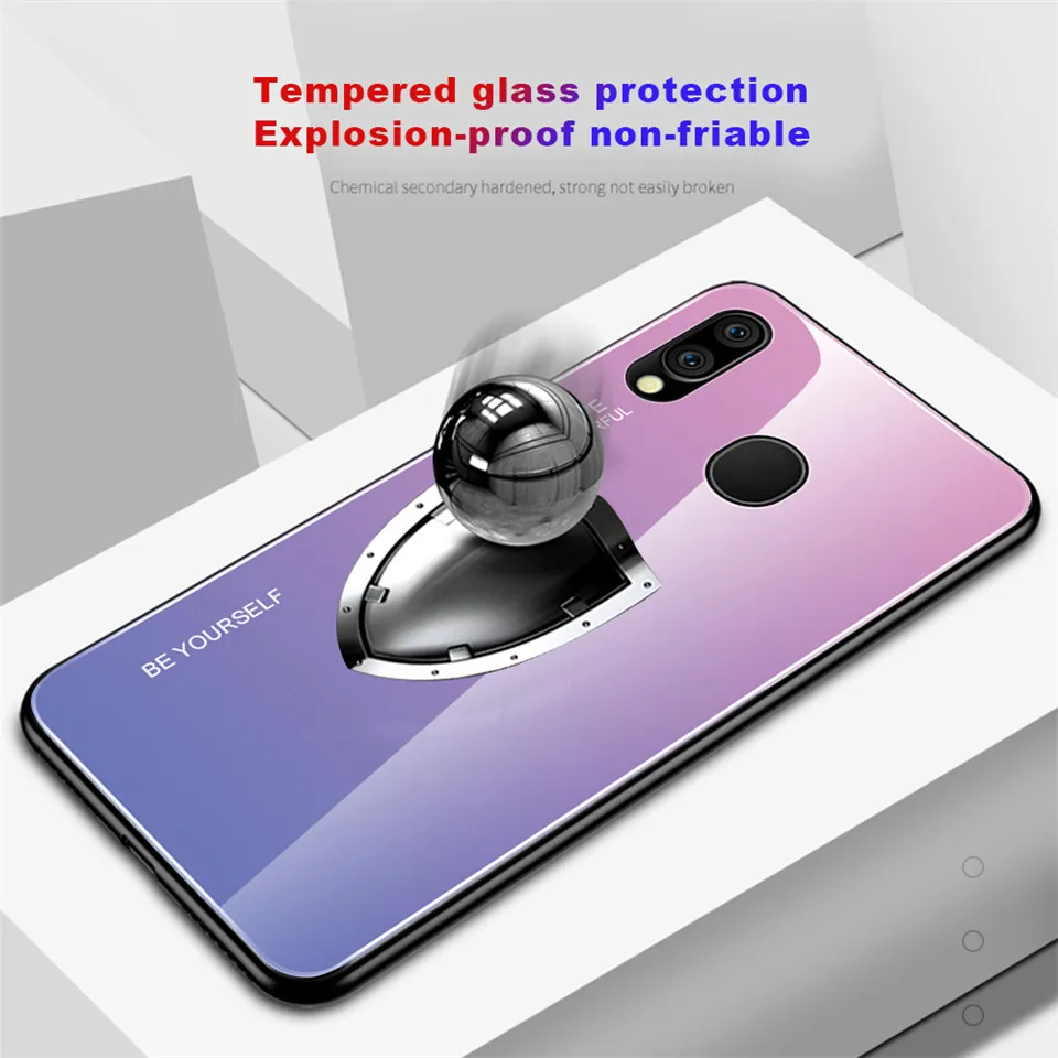 Gradient Tempered Glass Back Cover For Samsung Galaxy M20 M10 A30 A50 Cases M 20 10 A 30 50 Colorful |