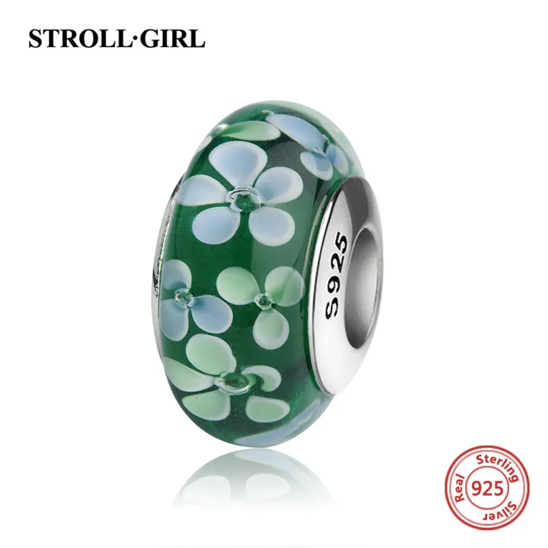 TG1044 StrollGirl red color Murano glass beads 925 sterling silver diy charms fit authentic pandora bracelet jewelry making women gifts - Цвет: TG1044