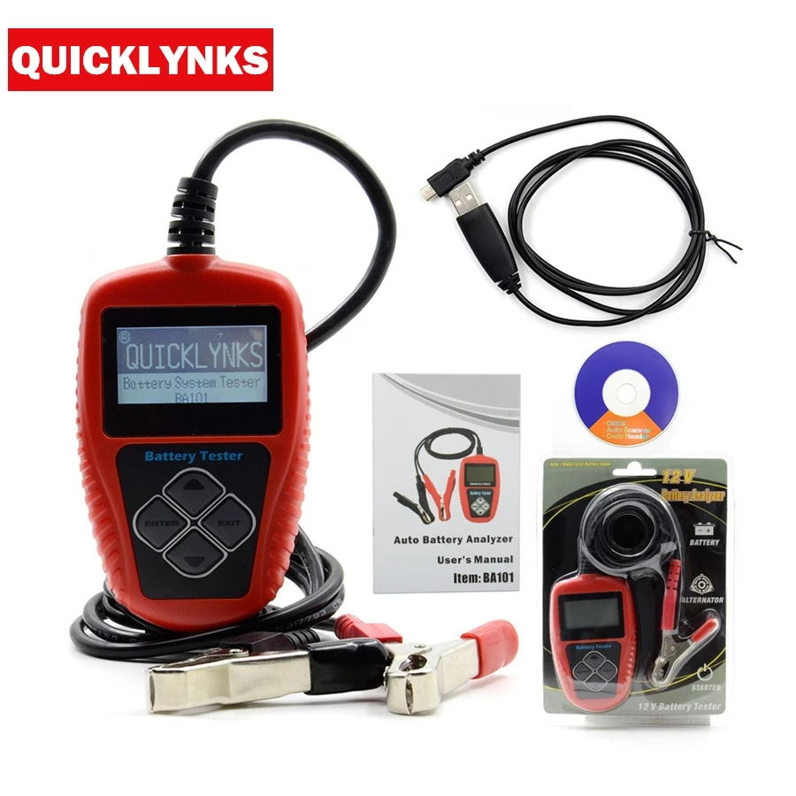 Новое поступление QUICKLYNKS BA101 автомобильный тестер батареи 12 В для автомобилей