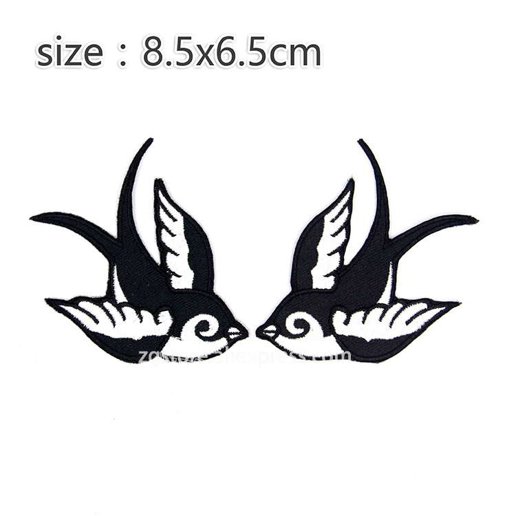 

Embroidery Patches Black Swallow Iron on 8.5x6.5cm DIY Appliques Accessory