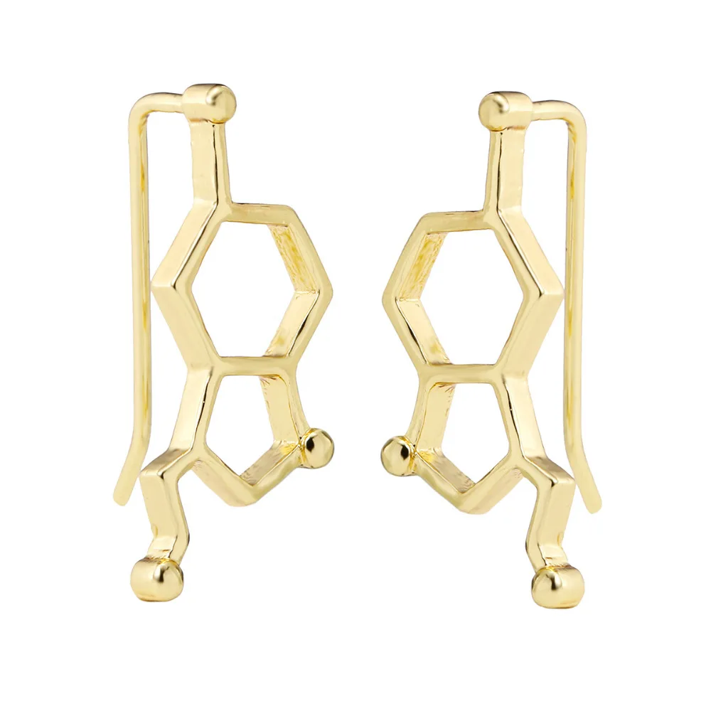 Oly2u New Fashion Serotonin Molecule Ear Climbers for Women Structure ear crawler Gift Girls ED153|ear climber|climbers earclips ears |