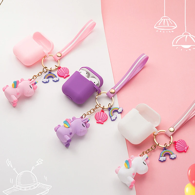 Чехол для AirPods с милым мультяшным брелоком, аксессуары, силиконовый чехол s для Airpods 2, чехол с кольцом для ключей, Bluetooth, чехол для наушников
