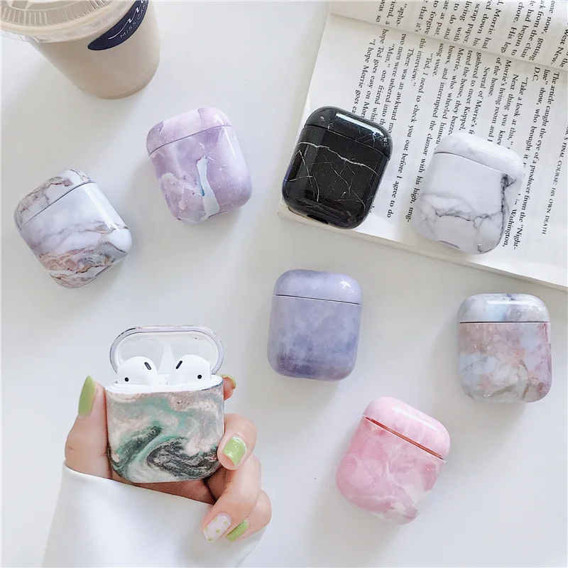 Роскошный Твердый чехол с мраморным узором, защитный чехол для Airpods, аксессуары, Жесткий Чехол для Apple Airpods, сумки для зарядки