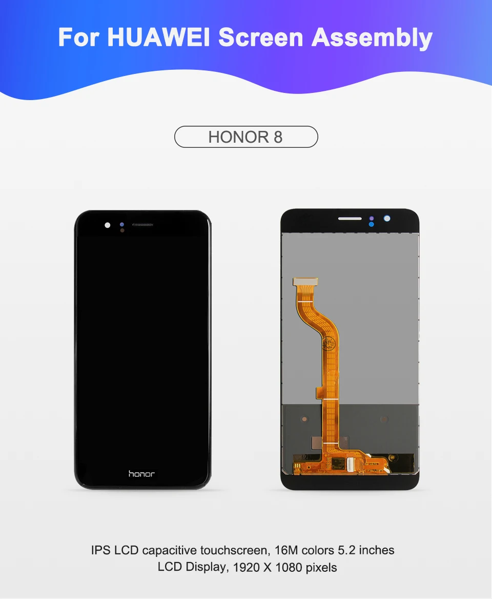 5," дисплей для huawei Honor 8 lcd сенсорный экран с рамкой Замена для huawei Honor 8 дисплей Frd-L09 lcd