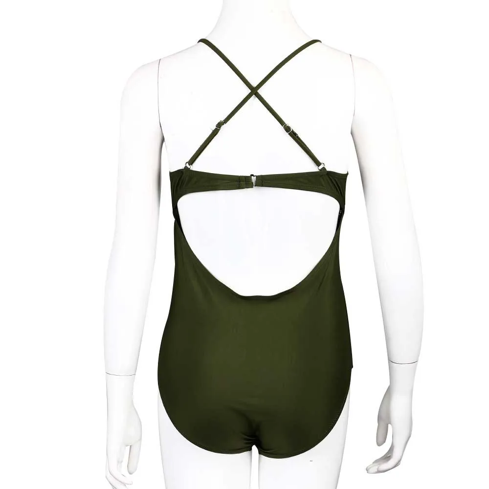 SAGACE Цельный купальник Одноцветный кружевной сексуальный боди с глубоким v