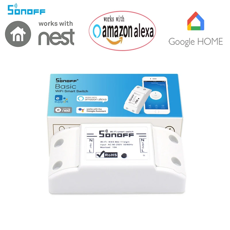 2 шт. Sonoff основной умный дом Wi Fi DIY Переключатель беспроводной MQTT COAP Android IOS