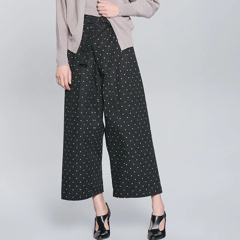 Модные длинные хлопковые брюки POKWAI с широкими штанинами женская брендовая