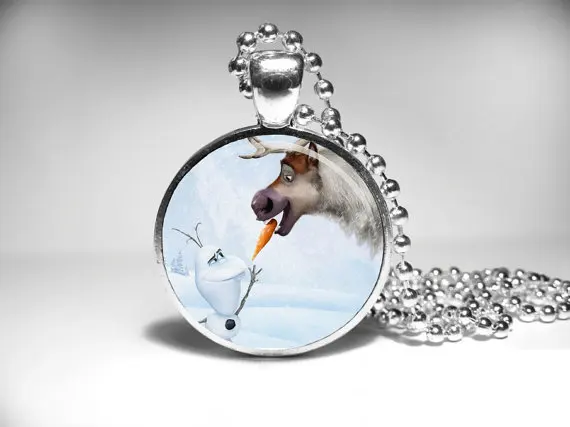 

Steampunk Necklace Handmade Movie Sven Olaf Necklace 1pcs/lot Bronze Or Steel Glass Pendant Jewelry Gift Men Women Chain New