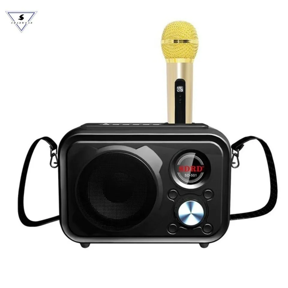 black Bluetooth динамик с беспроводным микрофоном Fm радио портативный мобильный телефон караоке Набор K песня поддержка для Andirod Ios Телефон - Цвет: black