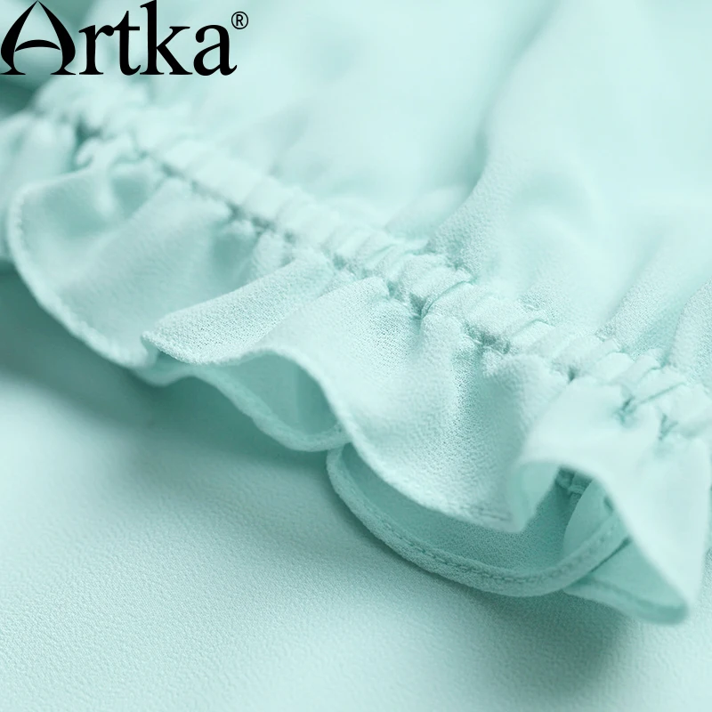 Женское кружевное шифоновое платье ARTKA 2 цвета летнее с круглым вырезом рукавом