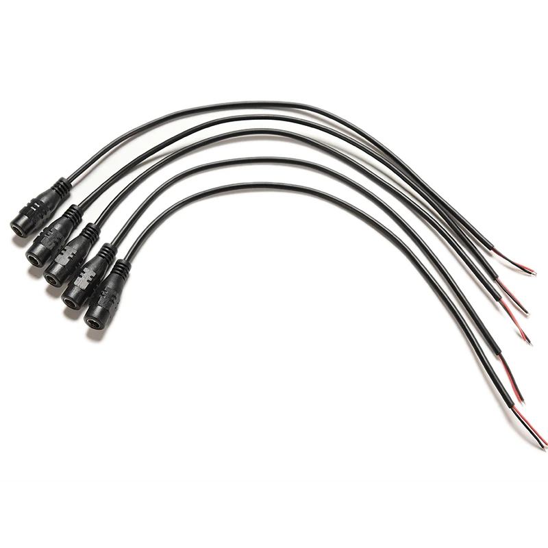 

5pcs 12V 2.1x5.5mm DC Cable Cord Connector Cable Pigtail Female Plug Adapter Tail Extension for CCTV Camera