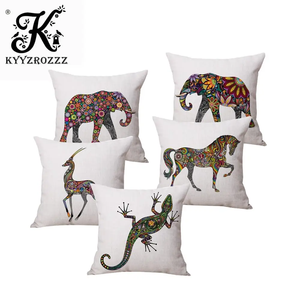 

Animal, House Lizard, Deer, Elephant One Side Printing Home Decor Sofa Seat Decorative Cushion Cover Pillow Case Capa Almofada