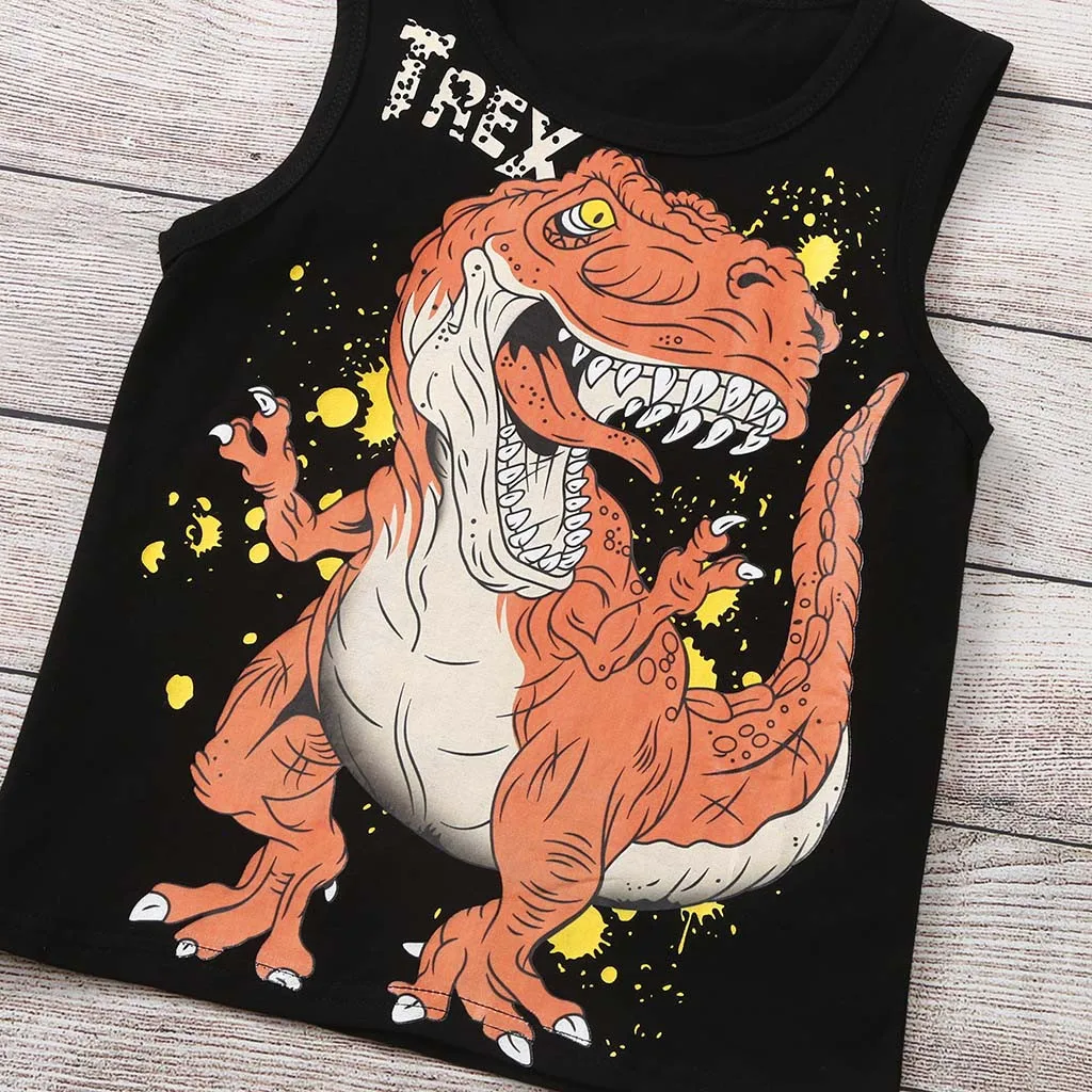 Детский жилет с принтом в виде динозавра для маленьких мальчиков топы рубашки