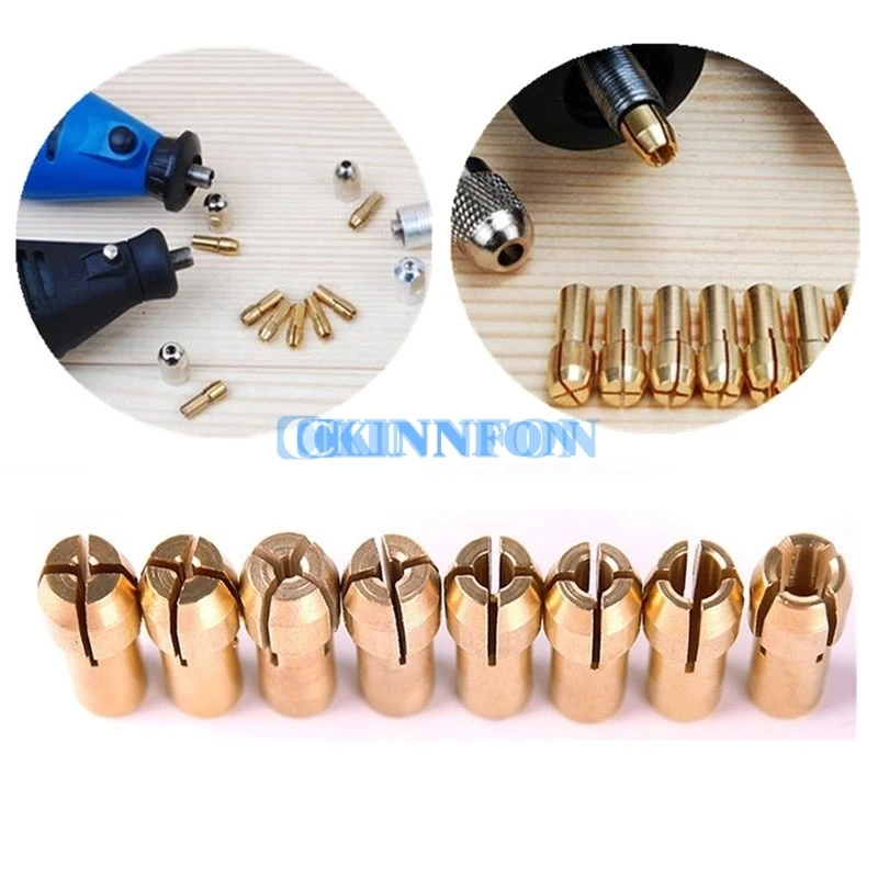 

DHL 500Set *10pcs Brass Collet Include 1mm/1.6mm/2.3mm/3.2mm Rotary Tool Fit Dremel Drill (Size: 8pcs-pack)