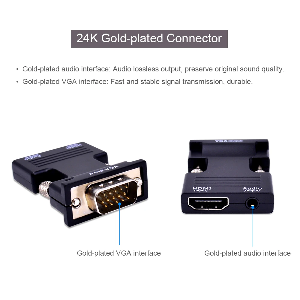CHIPAL для HDMI в VGA конвертер HDMI2VGA адаптер с аудио кабелем для ПК настольный ноутбук STB до 1080P HDTV монитор проектор