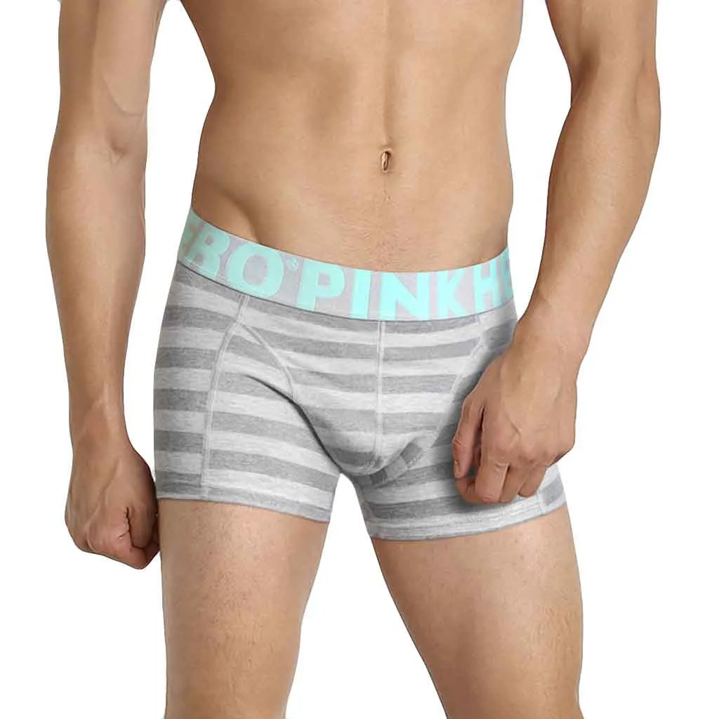 PINK HEROES Underpants Men Sexy Underwear Mens Stripe Underpants Knickers Sexy Briefs Shorts Cotton Underwear DEC21