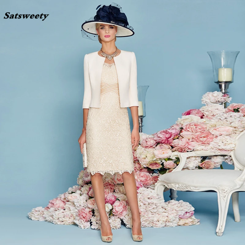 Кружевные платья для матери невесты с жакетом, короткие рукава, кружевные облегающие платья для выпускного вечера, длинные платья для матери на свадьбу