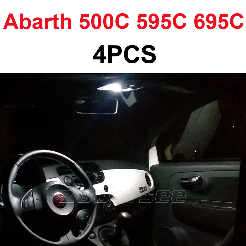 500C.595C.695C -4PCS Идеальный белые светодиодные с Canbus лампы для чтения Интерьер Чтение ЛАМПОЧКА комплект для Abarth 500 595 695 500C 595C 695C Grande Punto EVO Punto - Испускаемый цвет: 500C.595C.695C -4PCS