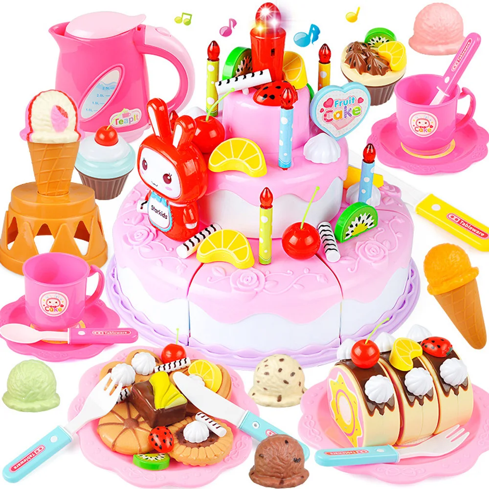 

37-94 шт. Кухонные Игрушки для еды сделай сам, ролевые игры, резка фруктов, торт на день рождения, игрушки, миниатюрная еда для кукол, детские по...