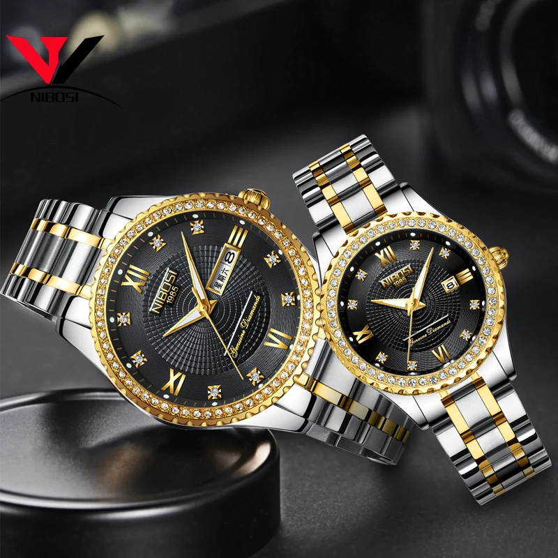 Часы наручные NIBOSI кварцевые унисекс брендовые Роскошные водонепроницаемые для