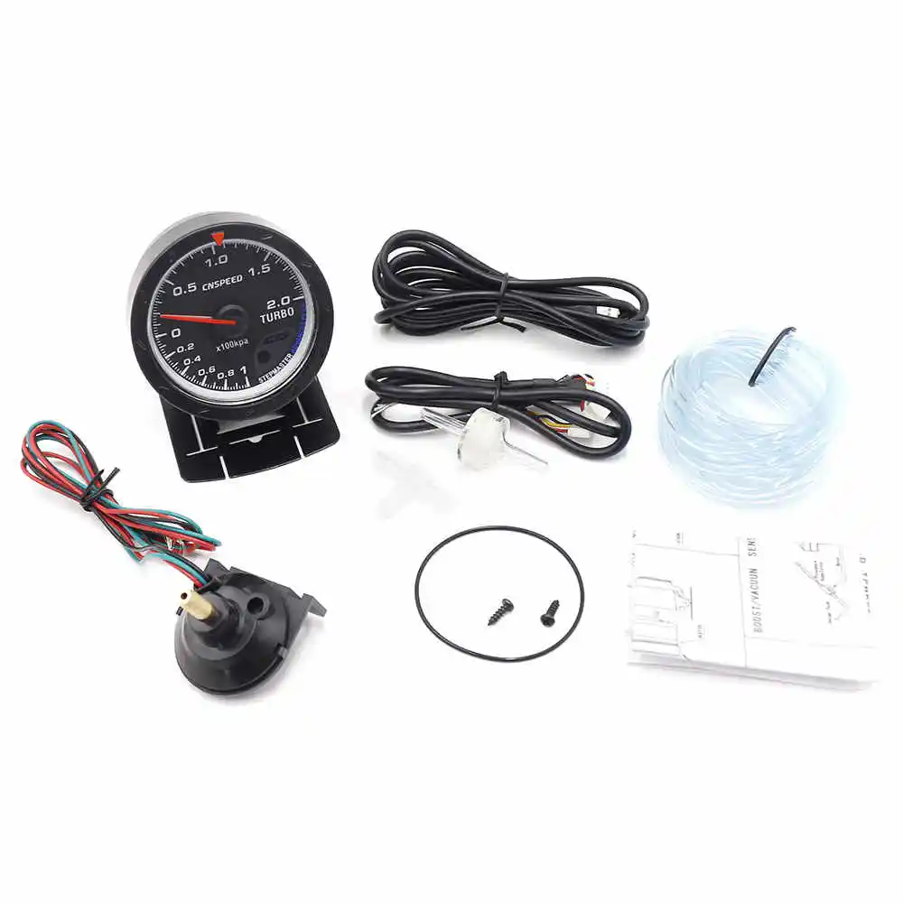 Boost Gauge CNSPEED 60 мм Датчик температуры воды вольтметр датчик температуры масла манометр турбо датчик давления масла - Цвет: Boost Gauge