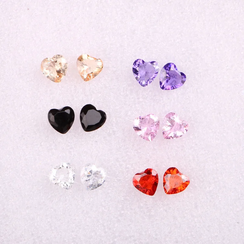 6 pair 6 color ЦИРКОНИЕВЫЕ цветные маленькие серьги-гвоздики для женщин в форме сердца классические модные ювелирные изделия вечерние на каждый день - Окраска металла: 6 pair 6 color