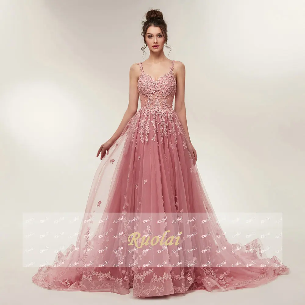 Горячая Распродажа платья для выпускного вечера с длинным шлейфом кружевной