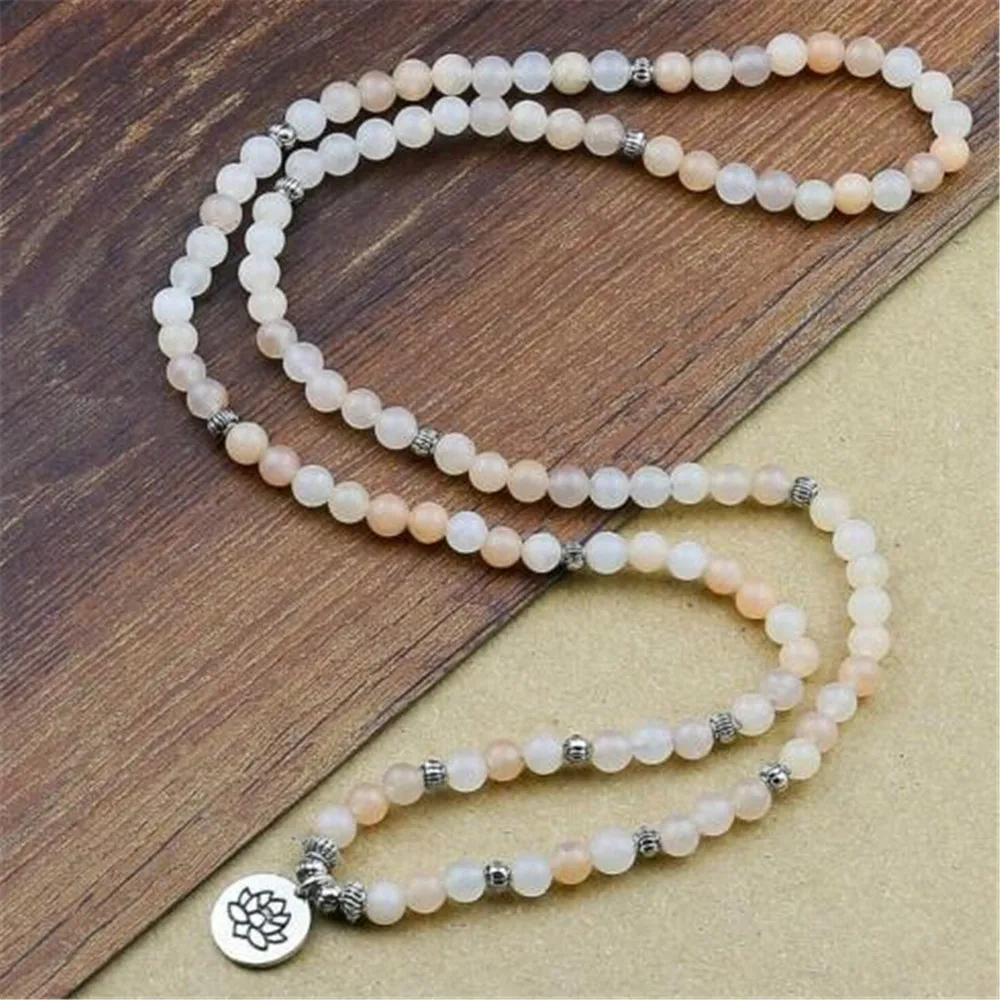 Trendy Wrist Beaded Bracelet 6mm 108 Natural Yellow Stone Yoga Lotus Healing Mala / Necklace for Women Jewelry Dropship | Украшения и