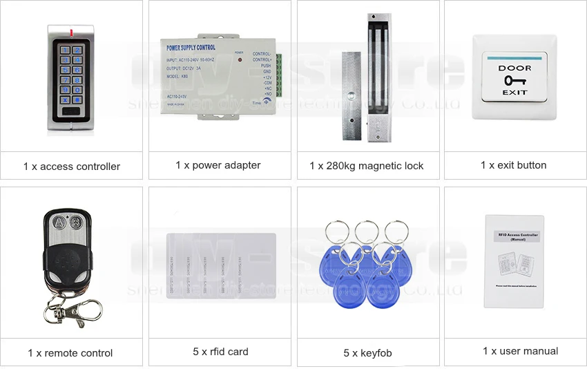 DIYSECUR 125 кГц RFID водонепроницаемый металлический Пароль Клавиатура система контроля допуска к двери комплект+ 280 кг водонепроницаемый магнитный замок W1