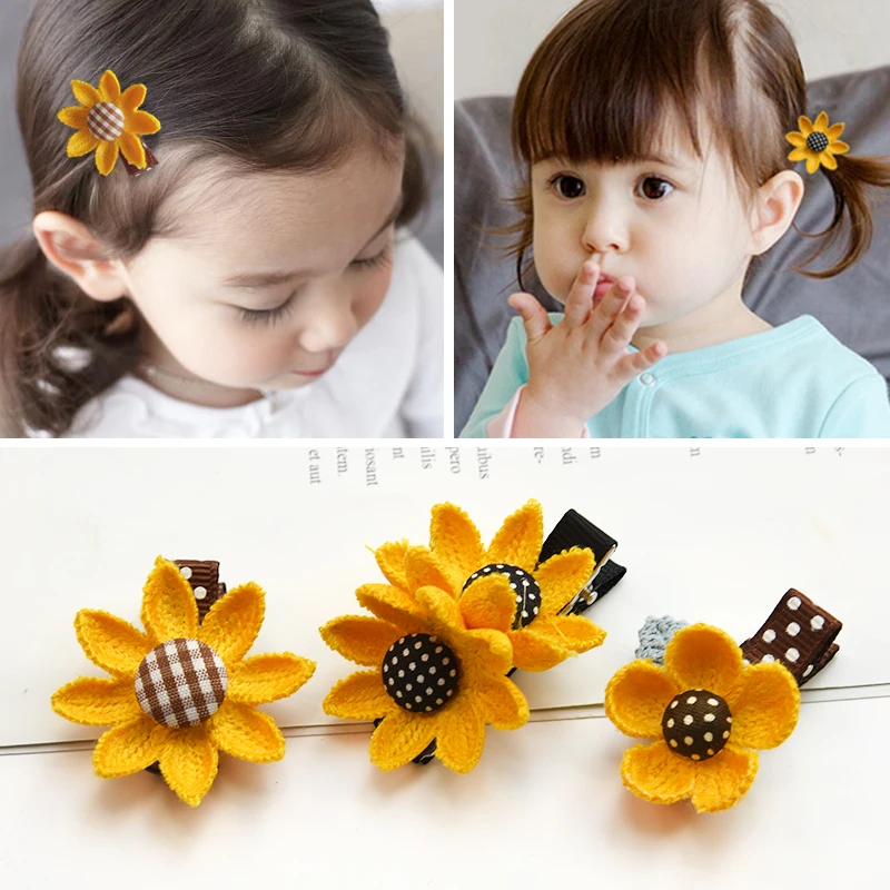 Милые детские заколки для волос с подсолнухами резинка девочек приморские