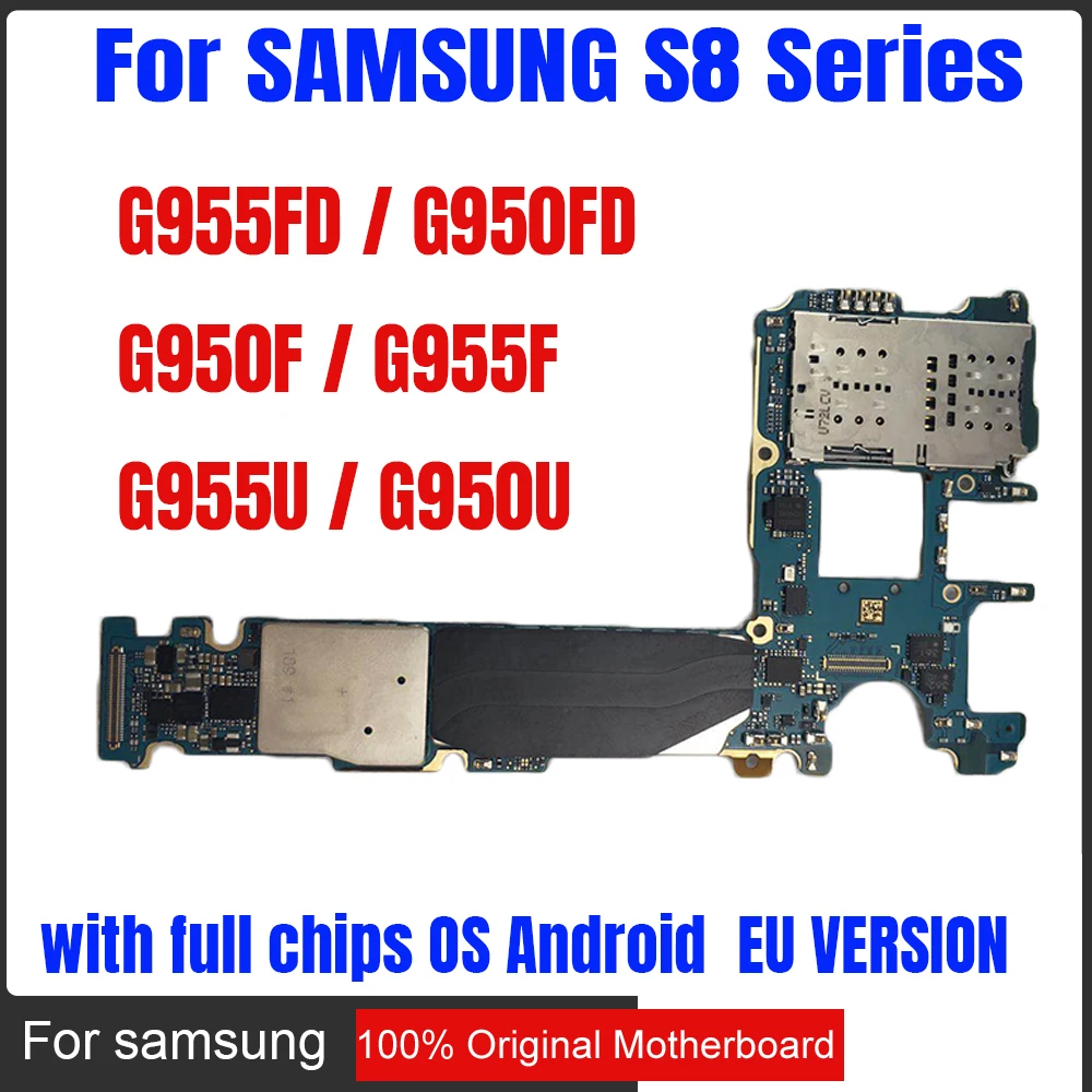 Оригинальная Разблокировка для samsung Galaxy S8 G950F материнская плата, версия ЕС для Galaxy S8 G955F G955FD G950FD G955U G950U логическая плата