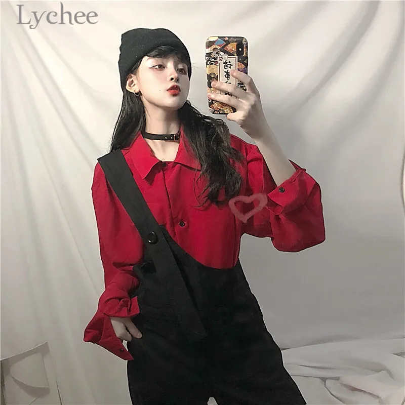 Женский комбинезон на одно плечо Lychee повседневный Свободный в стиле Харадзюку
