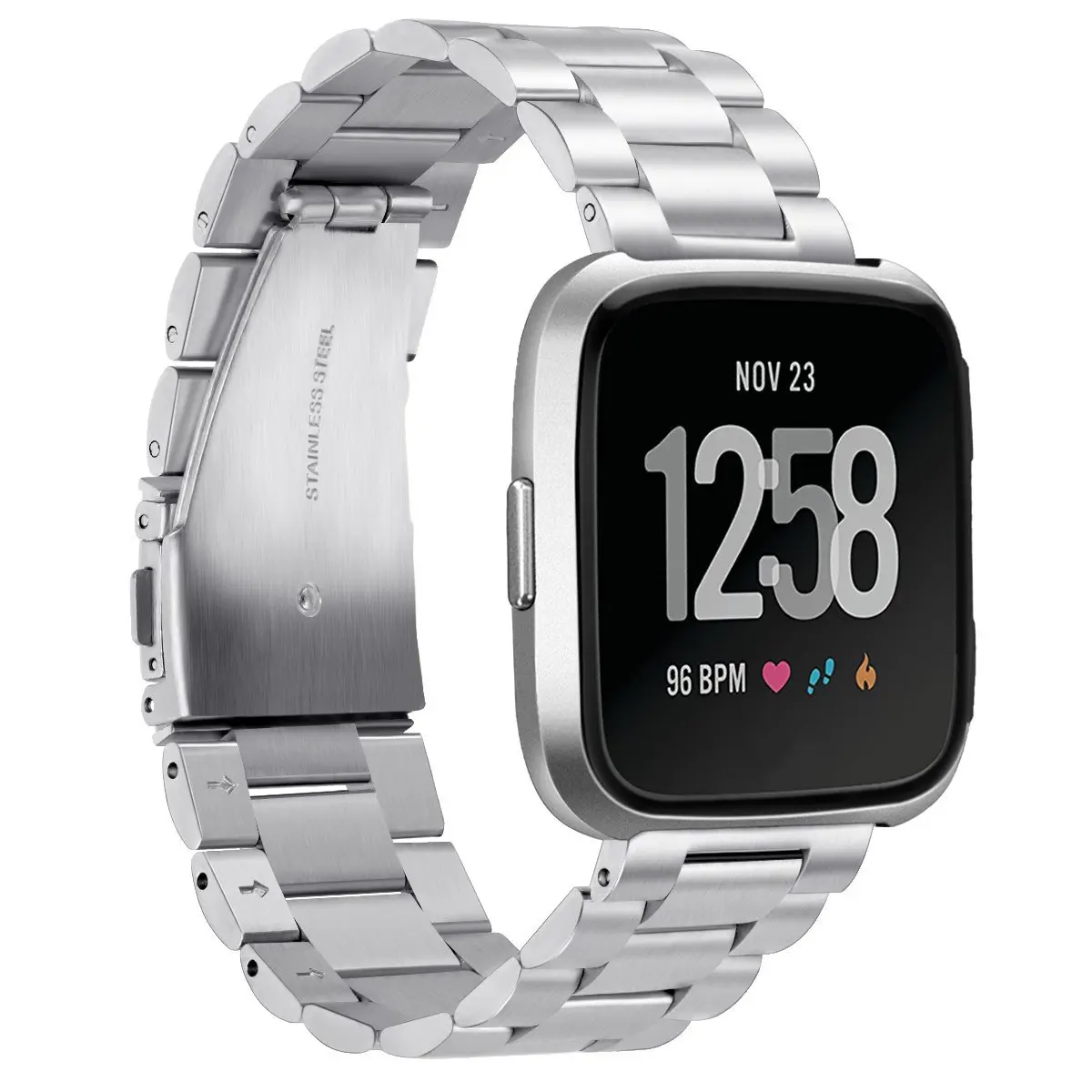 for Fitbit Versa Bands Solid Stainless Steel Band Strap Replacement Metal Wristbands Smartwatch | Электроника