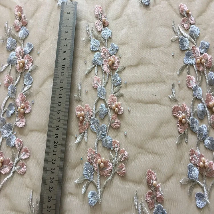 Сетчатая вышитая ткань 1 метр цветочный Африканский кружевной материал для шитья