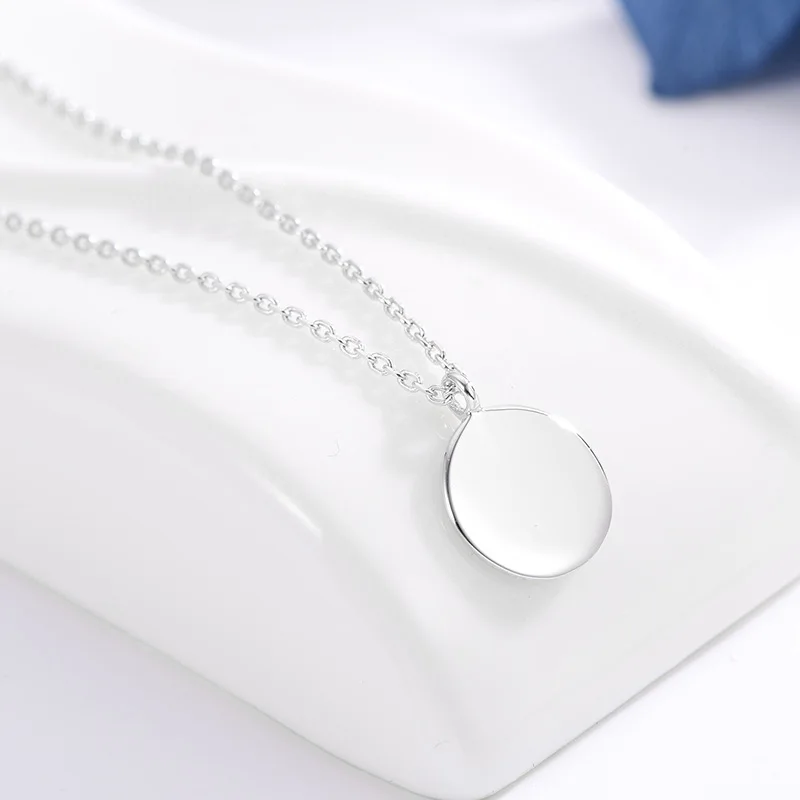 silver color Золотая Серебряная 925 пробы Серебряная Геометрическая круглая колье ожерелье с кулонами в виде монет для женщин простые подарки на год - Окраска металла: silver color