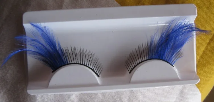 Новые синие перья 3D поддельные натуральные ресницы Хэллоуин сценический художественный костюм вечерние преувеличенные ресницы инструменты для макияжа