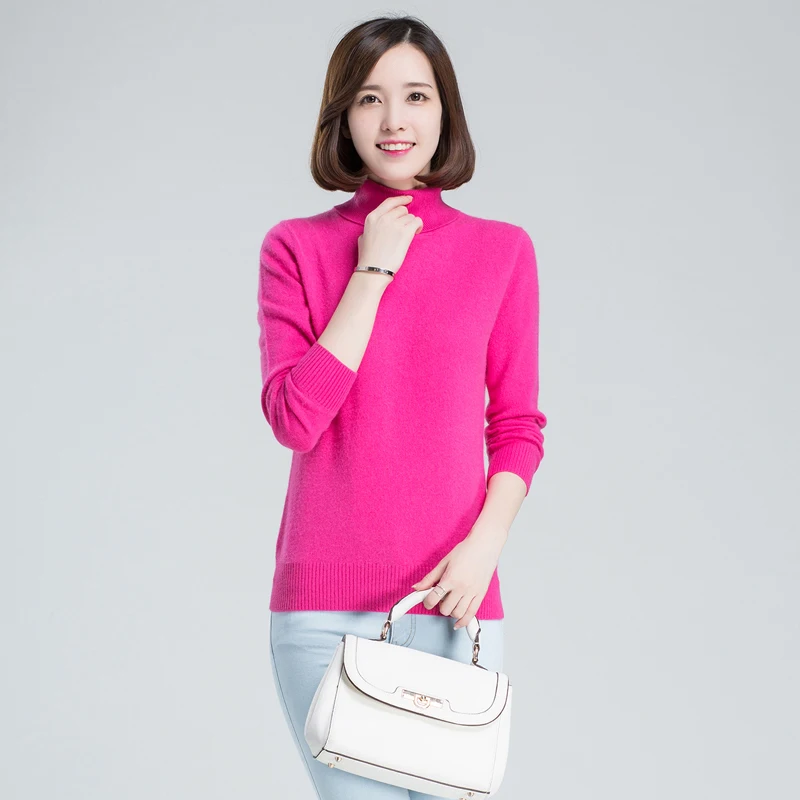 High-quality female cashmere sweater high collar simple lady knitwear comfort a clothes | Женская одежда