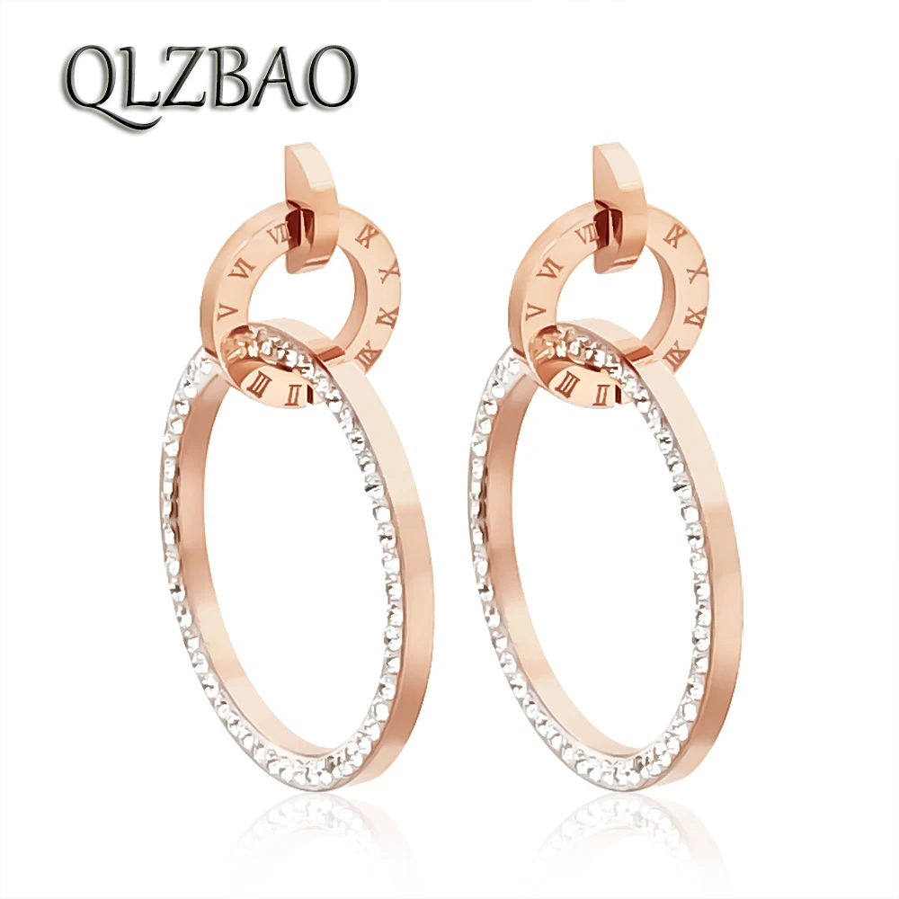 QLZBAO новые модные геометрические из нержавеющей стали римские серьги с числами