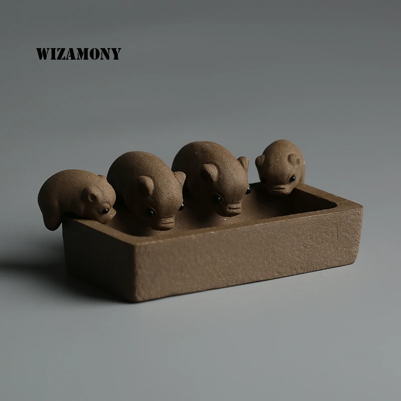 1 шт. WIZAMONY чай для домашних животных маленькие поросята питьевая вода китайская сырая керамика украшение дома Чай Аксессуары