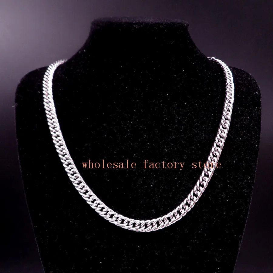 

5pcs Lot in bulk 9mm 24 '' stainless steel Double Chain LInk necklace Men's Holiday Gifts