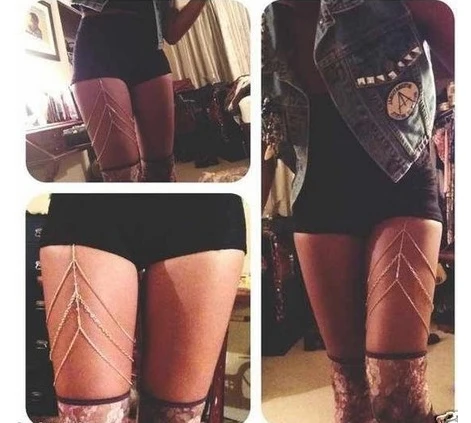 Bovvsky модные сексуальные ювелирные изделия ноги цепи бедра черный и серебряный