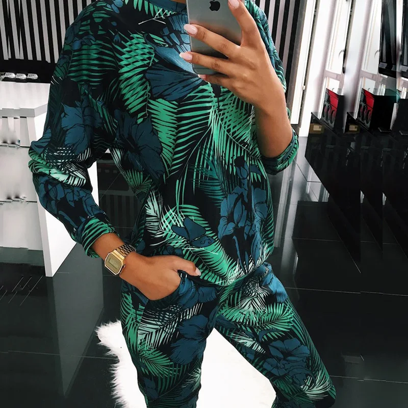 Женский Повседневный Спортивный костюм ELSVIOS осенний комплект из 2 предметов