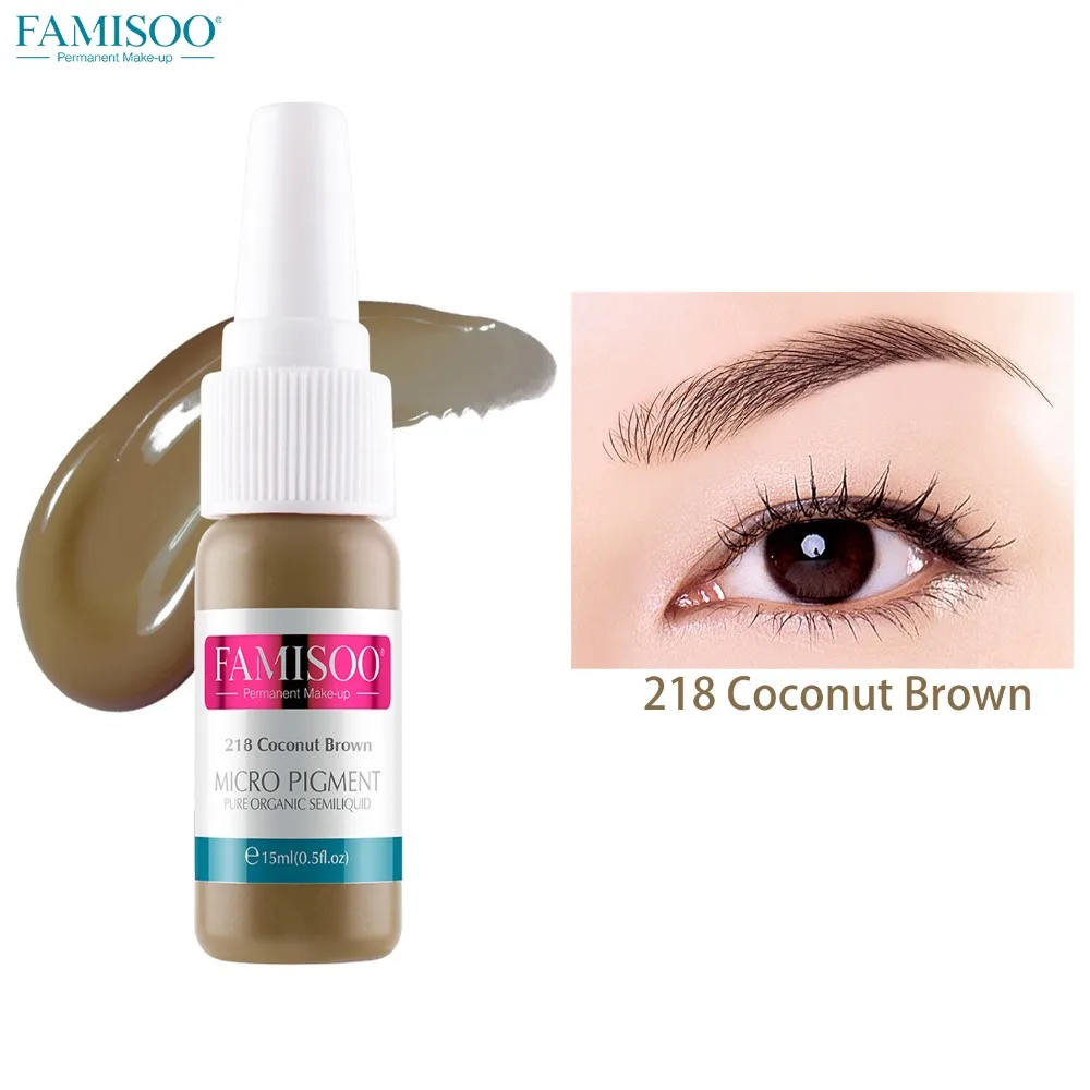 FAMISOO кокосовый коричневый Перманентный макияж тату чернила пигмент 15 мл/бутылка