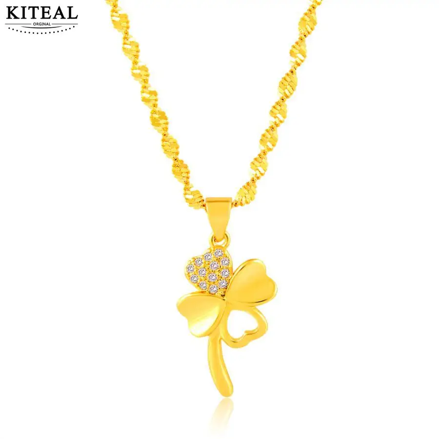 KITEAL горячие продажи чистого золота духи Женские Подвески с лебедем клеверные для