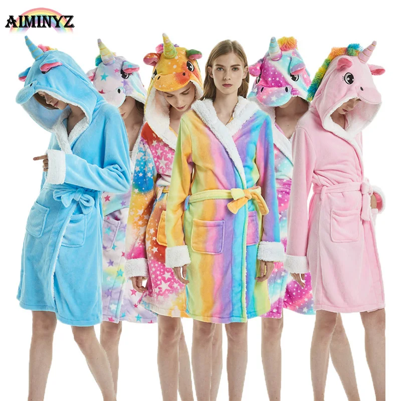 AIMINYZ, новинка, Халаты для взрослых, животные, Pegasua/панда, ночные рубашки, зимний банный халат, фланелевая теплая одежда для сна, Женская мультяшная одежда для мужчин и женщин