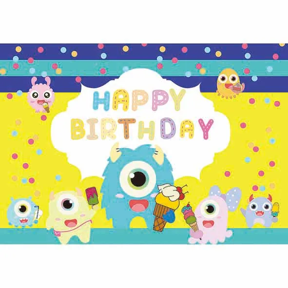 Funnytree cartoon colorful dots child birthday party frame Ice cream baby celebration photography backdrops photophone wallpaper |